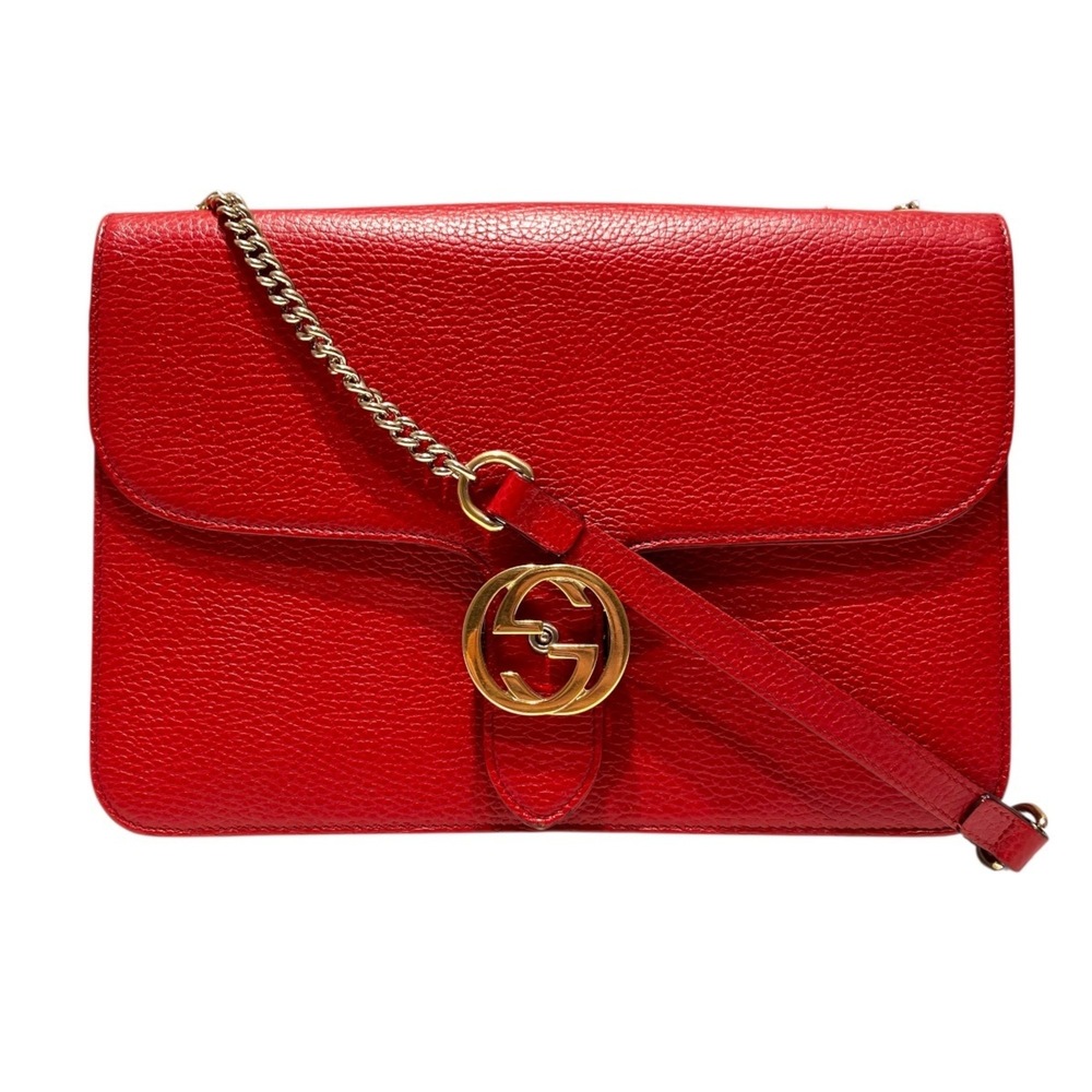 GUCCI Red Leather Shoulder Bag